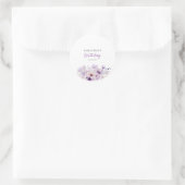 Sticker Rond Personalized Purple Floral Birthday  (Sac)