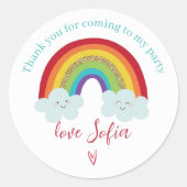 Sticker Rond Personalized Rainbow Birthday Thank You Party  (Devant)
