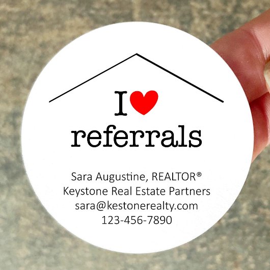 Sticker Rond Personalized Realtor I Love Referrals