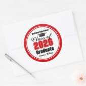 Sticker Rond Personalized Red Class of 2026 Graduation Party (Enveloppe)