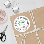 Sticker Rond Personalized Special Delivery North Pole Santa<br><div class="desc">Our SPECIAL DELIVERY sticker is personalized with your name (or leave blank to hand write names). It's a custom made seal direct from the North Pole and has the "official seal" of Santa himself! #Santa #Christmas #NorthPole #SpecialDelivery</div>