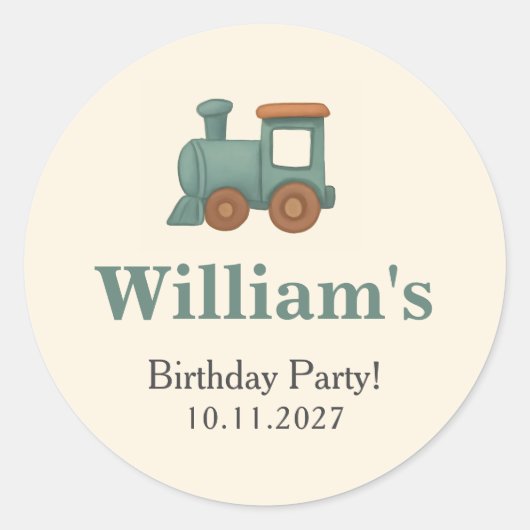 Sticker Rond Personalized Train Birthday Thank You (Devant)