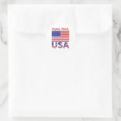Sticker Rond Personalized USA Flag Name Round (Sac)