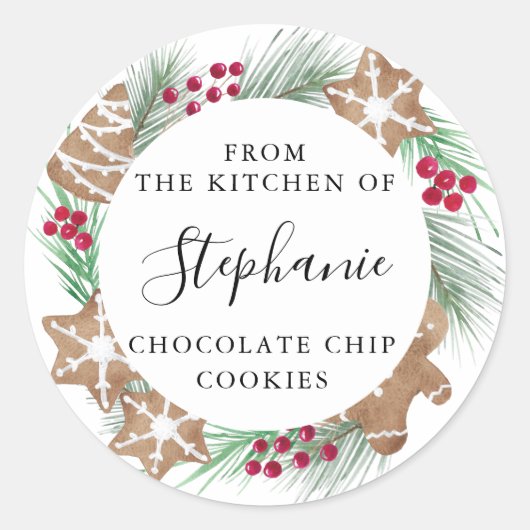 Sticker Rond Personalized Watercolor Cookie Exchange (Devant)