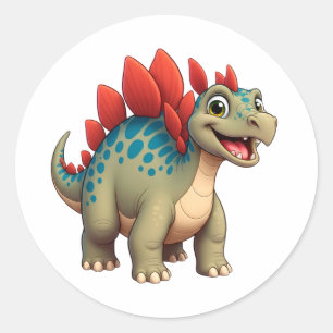 Sticker Rond Personnage de bébé dinosaure pour les enfants