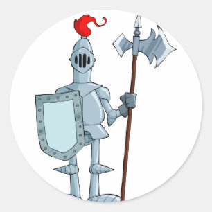 Sticker Rond Personnage de chevalier en armure médiévale