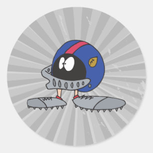 Sticker Rond personnage de dessin animé casque de football drôl
