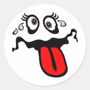 Sticker Rond Personnage de dessin animé d'une manière amusante