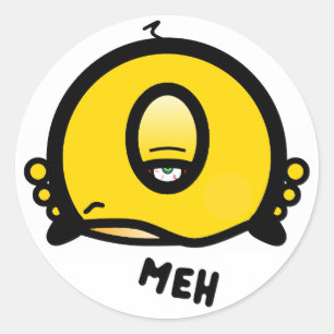 Sticker Rond Personnage de dessin animé Meh créature bizarre bo