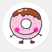 Sticker Rond Personnage de donut souriant avec pépites Art (Devant)
