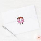 Sticker Rond Personnage de donut souriant avec pépites Art (Enveloppe)