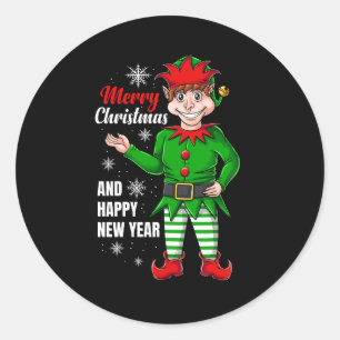 Sticker Rond personnage elf père Noël