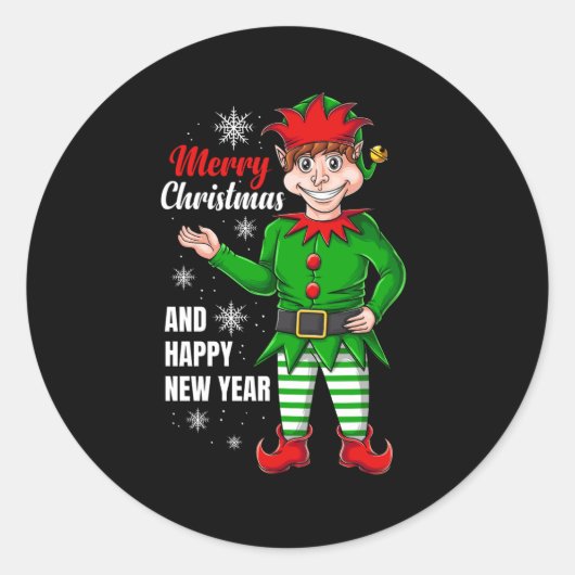 Sticker Rond personnage elf père Noël (Devant)