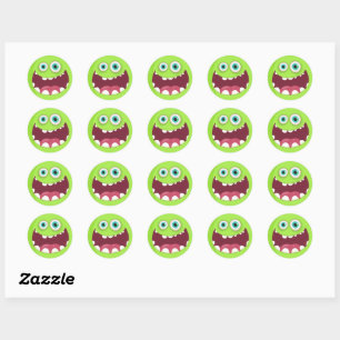 Sticker Rond Personnage vert souriant