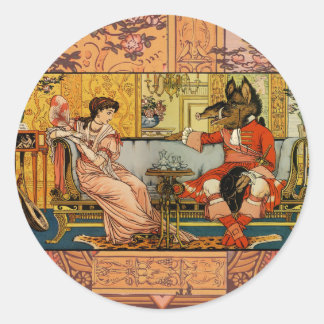 Sticker Rond Personnages Classiques de Contes de Fées de Beauté