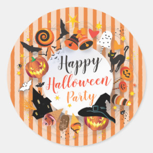 Sticker Rond Personnages de fête d'Halloween Design tendance pe