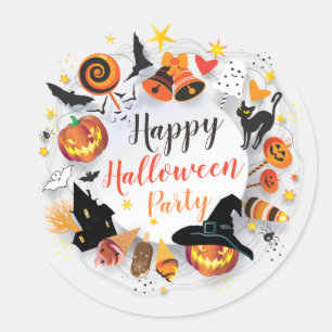Sticker Rond Personnages de fête d'Halloween Design tendance pe