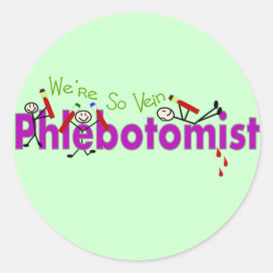 Sticker Rond Personnages en allumettes du Phlebotomiste "We are
