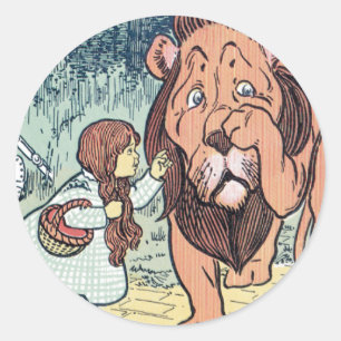 Sticker Rond Personnages vintage du Magicien d'Oz, Route de bri