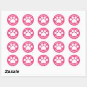 Sticker Rond Personnalisable Anniversaire PAWty - Rose (Feuille)