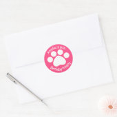 Sticker Rond Personnalisable Anniversaire PAWty - Rose (Enveloppe)