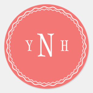 Sticker Rond Personnalisable avec Monogramme à trois lettres