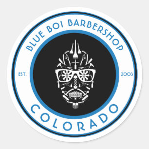 Sticker Rond personnalisable barbershop sucre crâne icônes clas