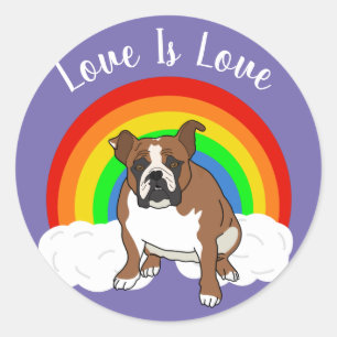 Sticker Rond Personnalisable English Bulldog Pride Rainbow