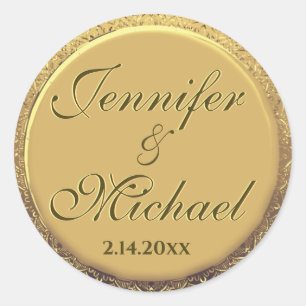 Sticker Rond Personnalisable Enregistrer la date Gold Seal