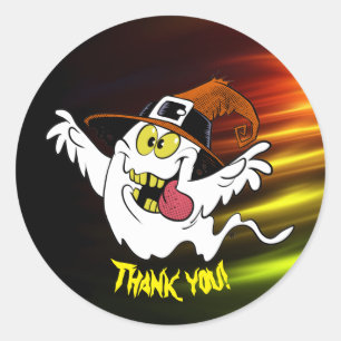 Sticker Rond Personnalisable fantôme d'Halloween éffrayant merc