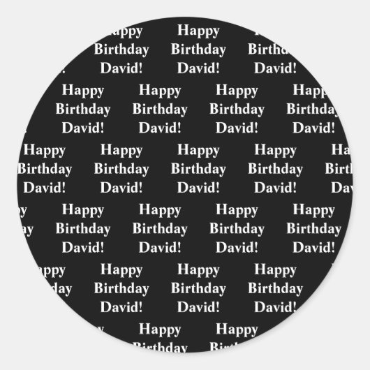 Sticker Rond Personnalisable Joyeux Texte d'anniversaire | Noir (Devant)