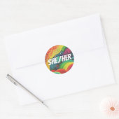 Sticker Rond Personnalisable, Lui/Lui, Rainbow Pronounes (Enveloppe)