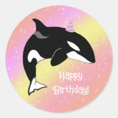 Sticker Rond Personnalisable Orca Killer Whale Anniversaire (Devant)