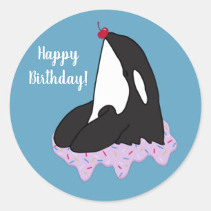 Sticker Rond Personnalisable Orca Killer Whale Anniversaire