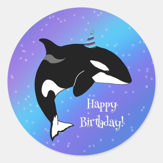 Sticker Rond Personnalisable Orca Killer Whale Anniversaire (Devant)