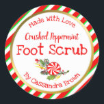 Sticker Rond Personnalisable Peppermenthe Christmas do-it-yours<br><div class="desc">Ce sticker rouge, vert et blanc rayé avec faux or est un étiquette de gommage de pied de menthe poivrée personnalisable pour quelqu'un qui aime faire sa propre beauté do-it-yourself Noël et produits de soins de la peau à vendre à des foires, des fêtes et à leur propre magasin étal...</div>