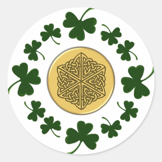 Sticker Rond PERSONNALISABLE ! Shamrock - Gold Irish Celtic (Devant)