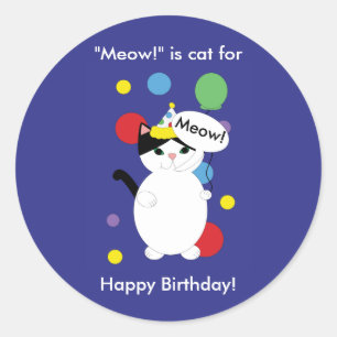 Sticker Rond Personnalisation de l'anniversaire de Kitty Cat Fu