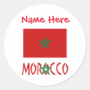 Sticker Rond Personnalisation rouge du Maroc et du drapeau maro