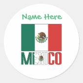 Sticker Rond Personnalisation verte du drapeau mexicain (Devant)