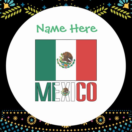 Sticker Rond Personnalisation verte du drapeau mexicain