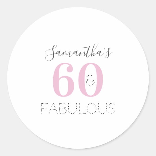 Sticker Rond Personnalisé 60 ans et fabuleux Anniversaire Moder (Devant)