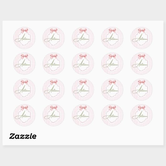 Sticker Rond Personnalisé Automne Bébé Fille Nursery Bow&En vic (Feuille)