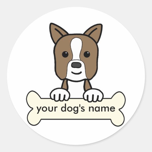 Sticker Rond Personnalisé Boston Terrier (Devant)