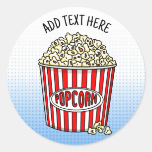 Sticker Rond Personnalisé ces Retro Pop Art Popcorn