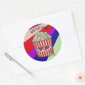 Sticker Rond Personnalisé ces Retro Pop Art Popcorn (Enveloppe)