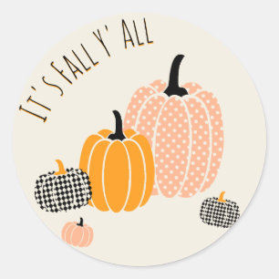Sticker Rond Personnalisé C'est Automne Y'All Citrouille À dami