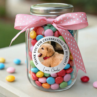 Sticker Rond Personnalisé Chien Mariage Favoriser Chien d'honne