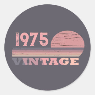 Sticker Rond Personnalisé cinquante vintage fête du 50e anniver