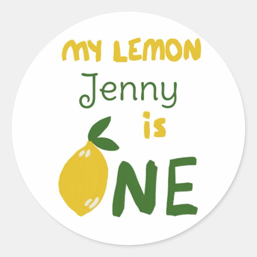 Sticker Rond Personnalisé citron design bébé prénom d'anniversa (Devant)